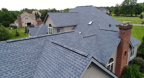 roof leak repair near syracuse ny image of blue roof from van derhoof roofing