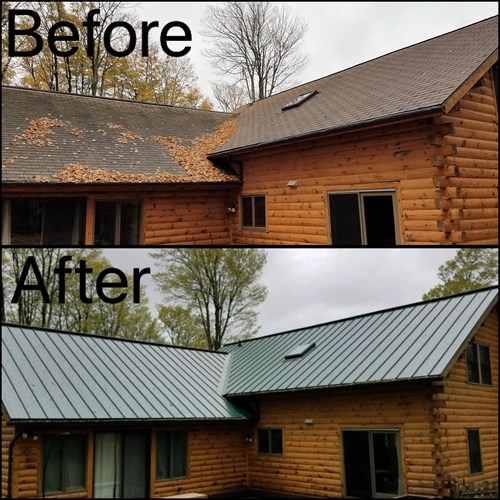 roof replacement near syracuse ny before and after image from van derhoof roofing